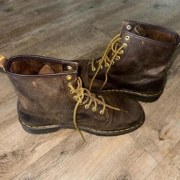 Dr. Martens Brown Crazy Horse Boots with Rugged Design - Picture 2 of 3